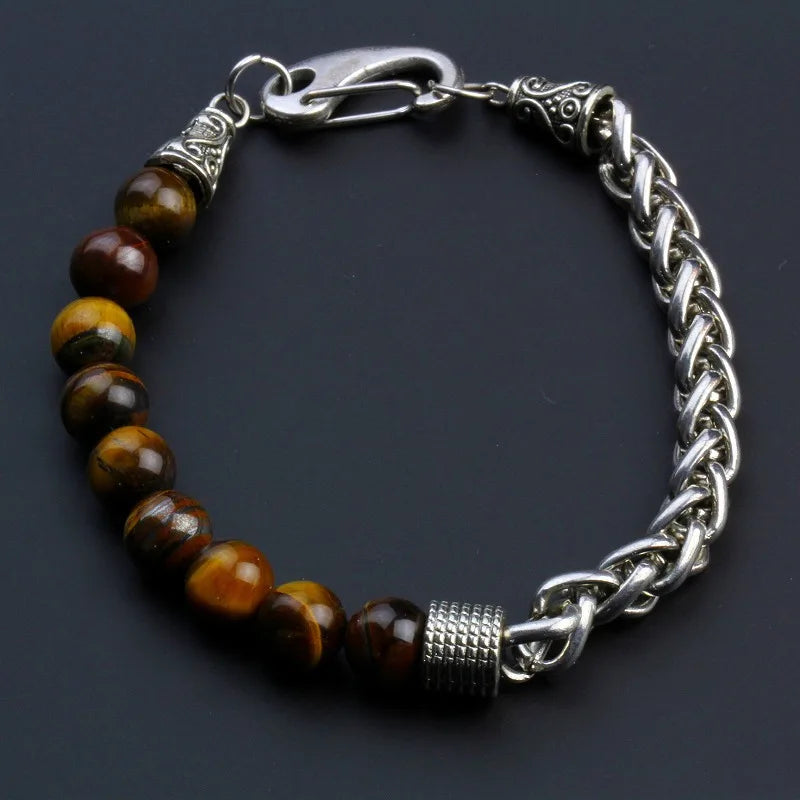 Stainless Steel Chain Bracelet Tiger Eye Elite