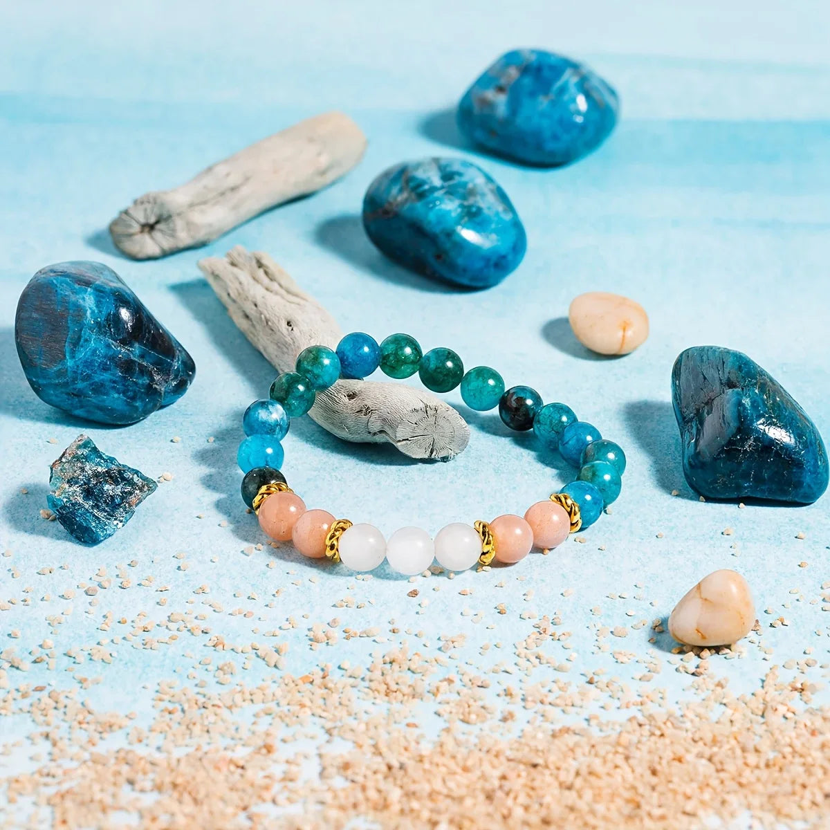 Blue Apatite Sunstone Bracelet - Balance
