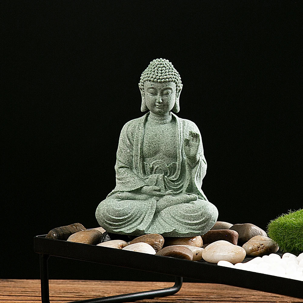 Small Buddha Statue Mini Fish Tank Zen Decor Desk Topper