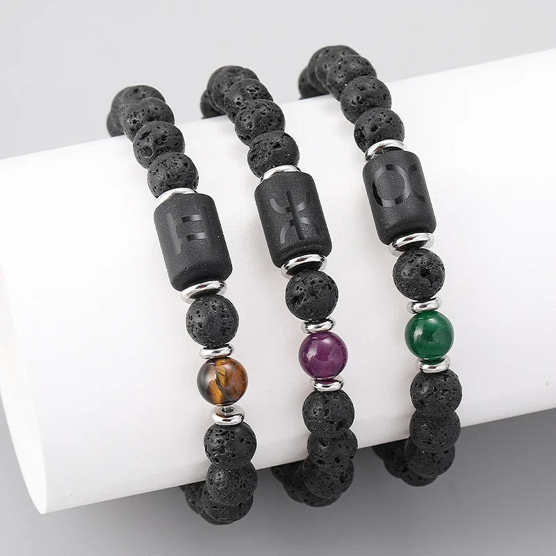 12 Zodiac Signs Natural Gemstone Bracelets For Friendship