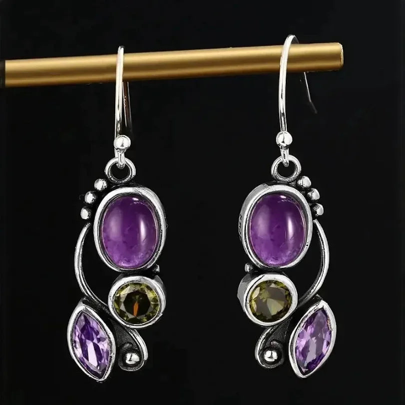 Elegant Purple Stone Zirconia Earrings