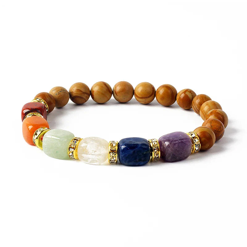 Natural Stone 7 Chakra Tiger Eye Hematite Bracelet