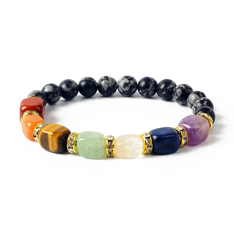 Natural Stone 7 Chakra Tiger Eye Hematite Bracelet