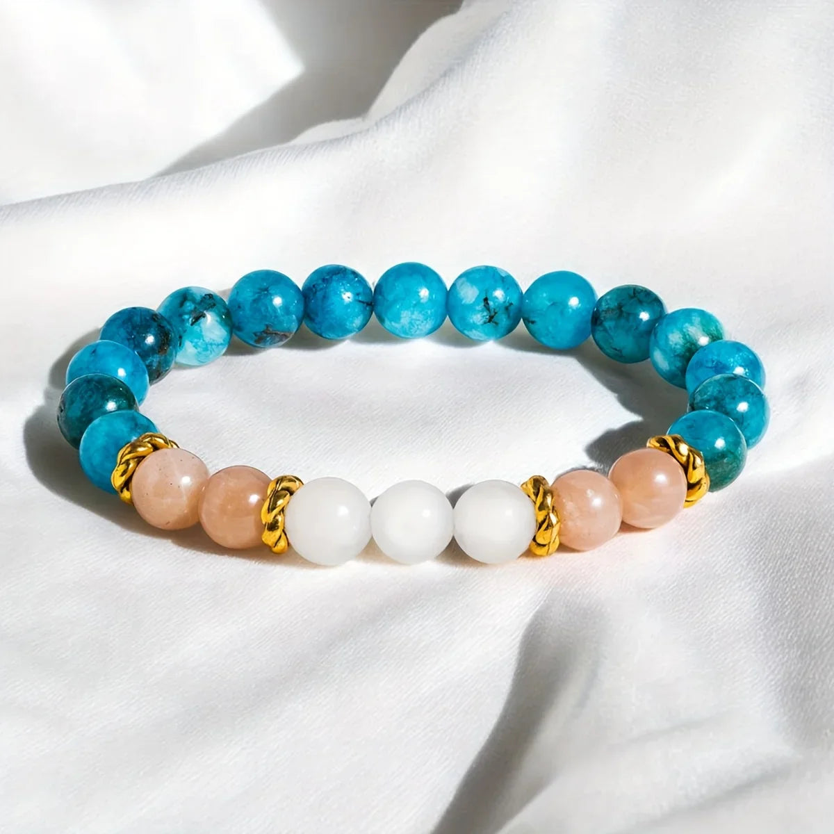 Blue Apatite Sunstone Bracelet - Balance