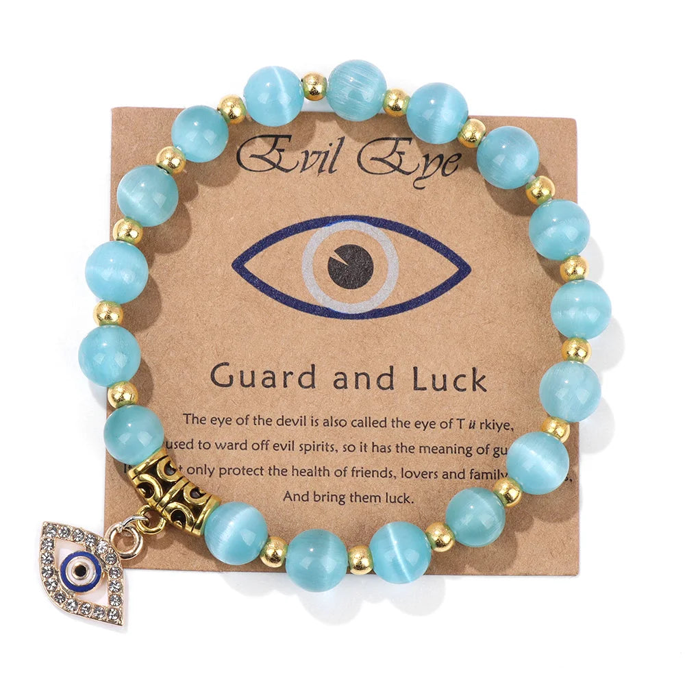 Natural Evil Eye Beads Bracelet Protection Gift For Women