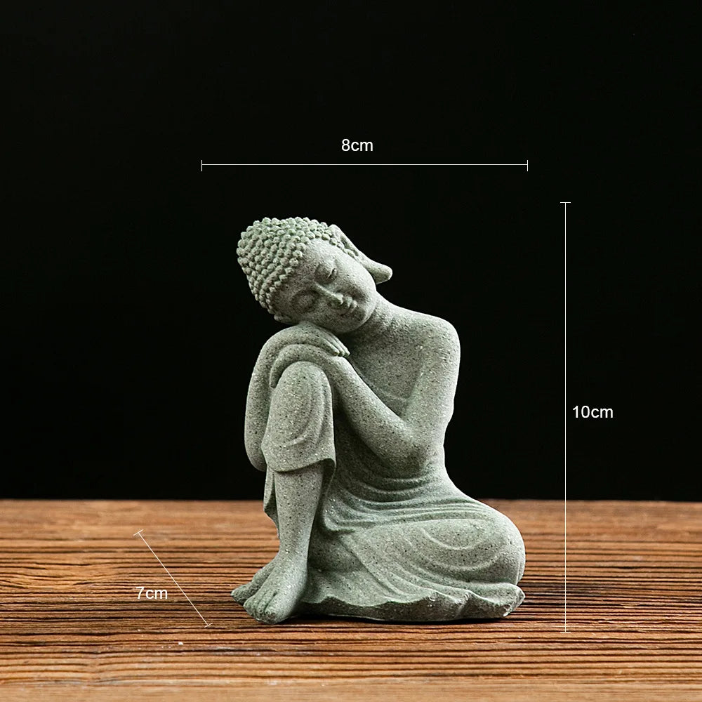 Small Buddha Statue Mini Fish Tank Zen Decor Desk Topper