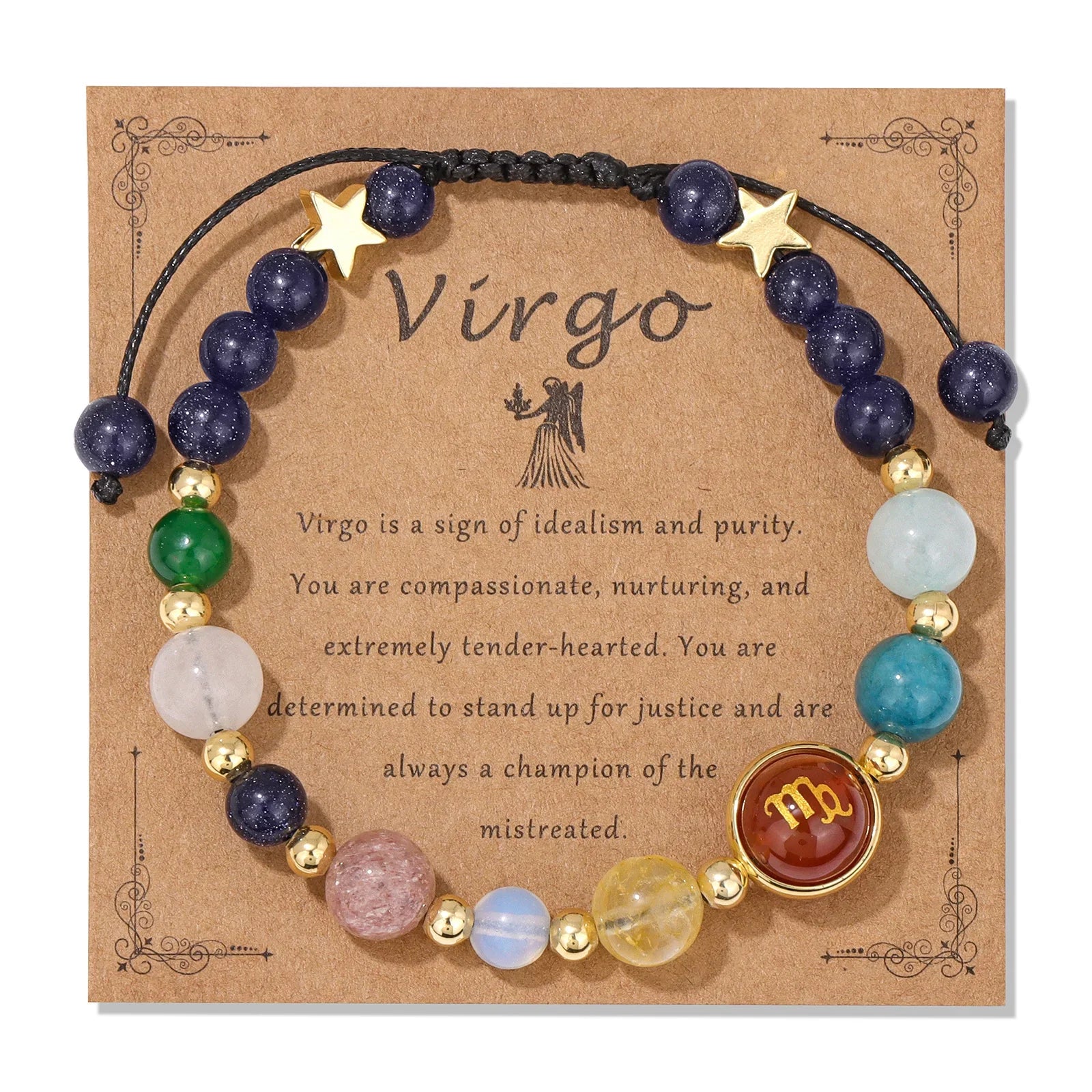 12 Zodiac Signs Natural Stone Bracelet Taurus Cancer Virgo