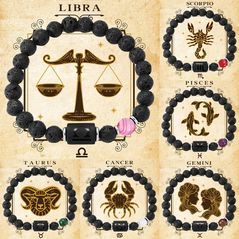 12 Zodiac Signs Natural Gemstone Bracelets For Friendship