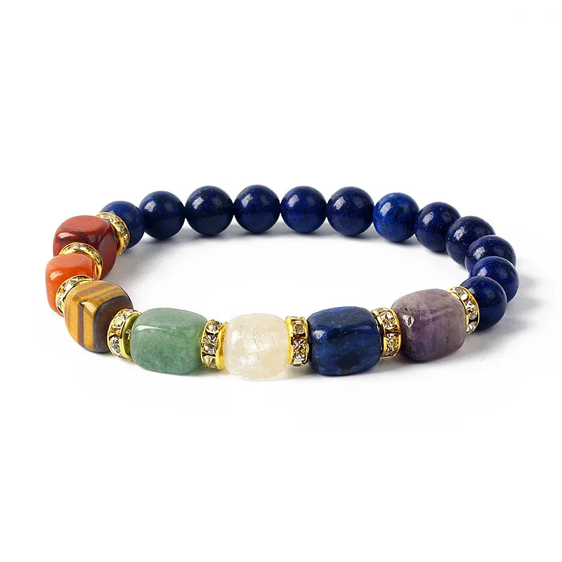 Natural Stone 7 Chakra Tiger Eye Hematite Bracelet
