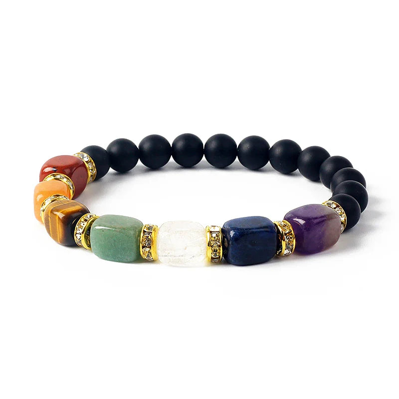 Natural Stone 7 Chakra Tiger Eye Hematite Bracelet