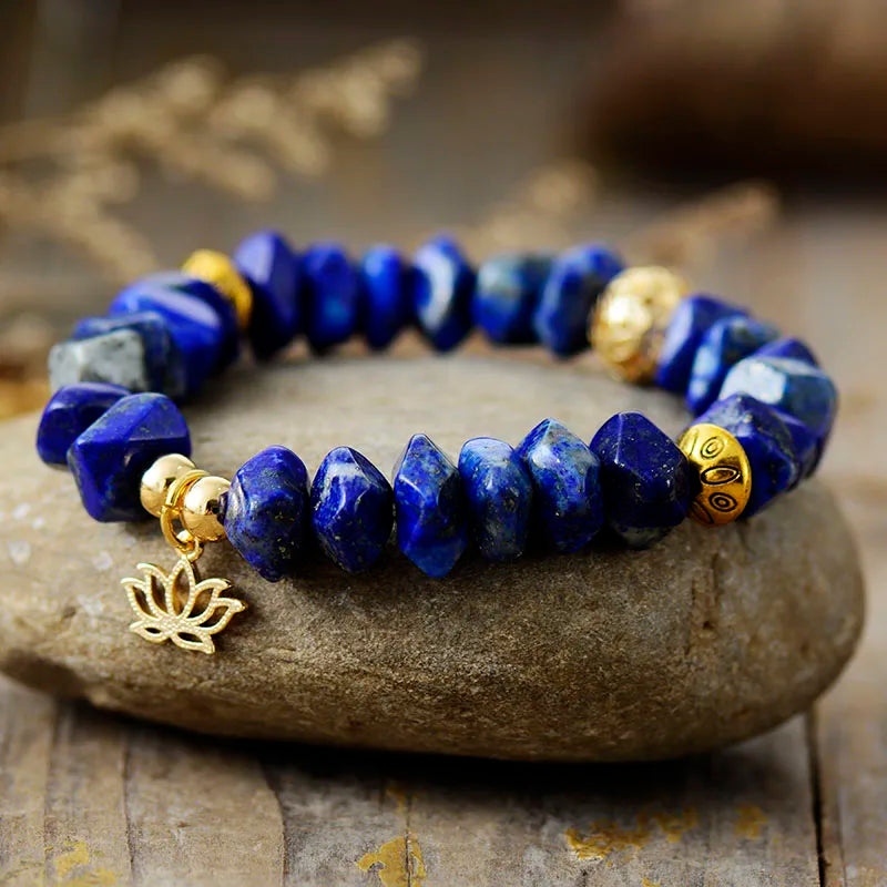 Lapis Lazuli Lotus Stretch Bracelet