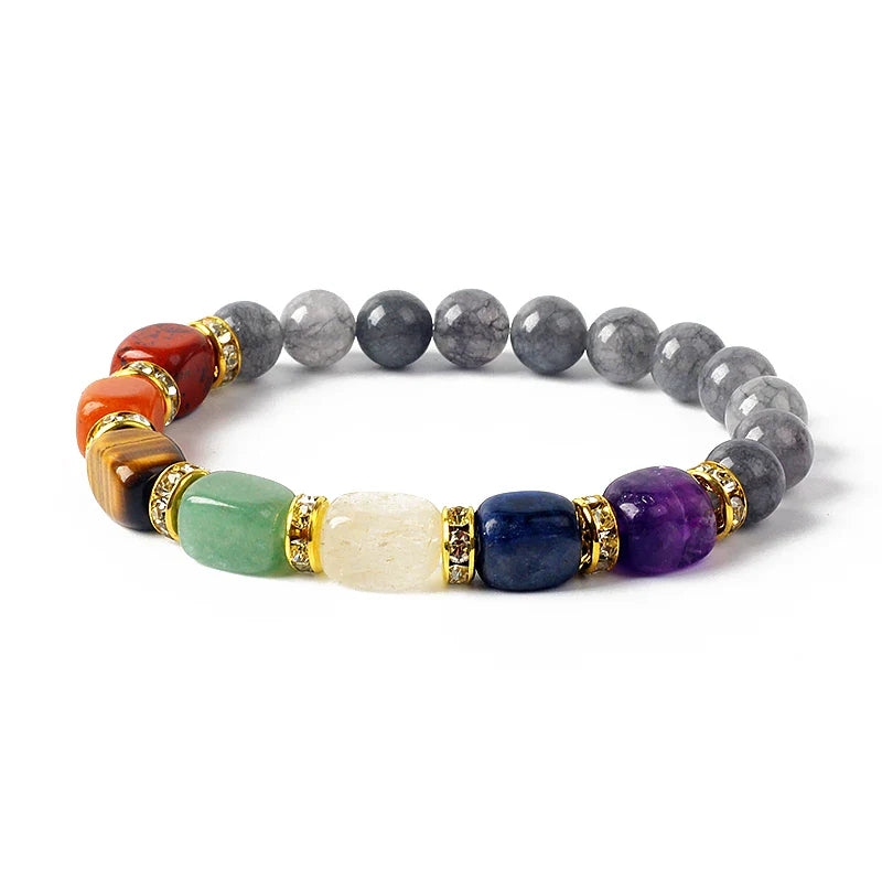 Natural Stone 7 Chakra Tiger Eye Hematite Bracelet