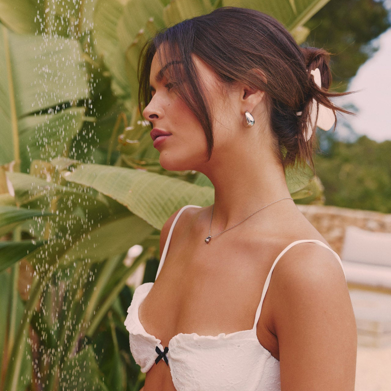 PEBBLE TEAR DROP EARRING - SILVER