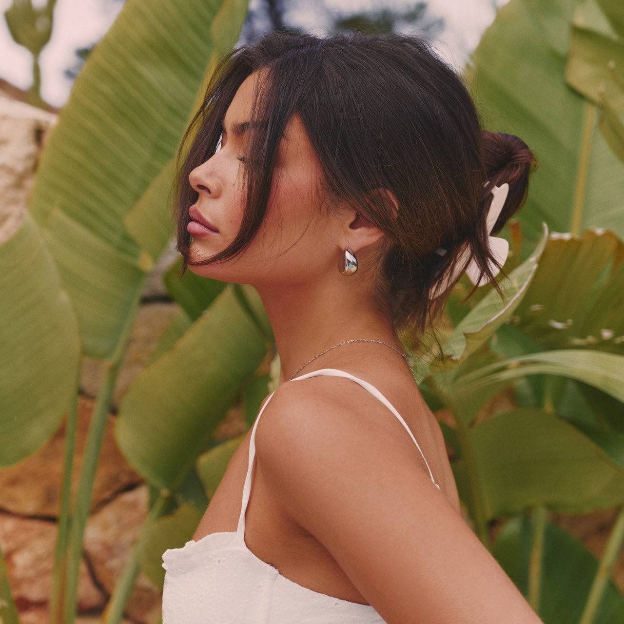 PEBBLE TEAR DROP EARRING - SILVER