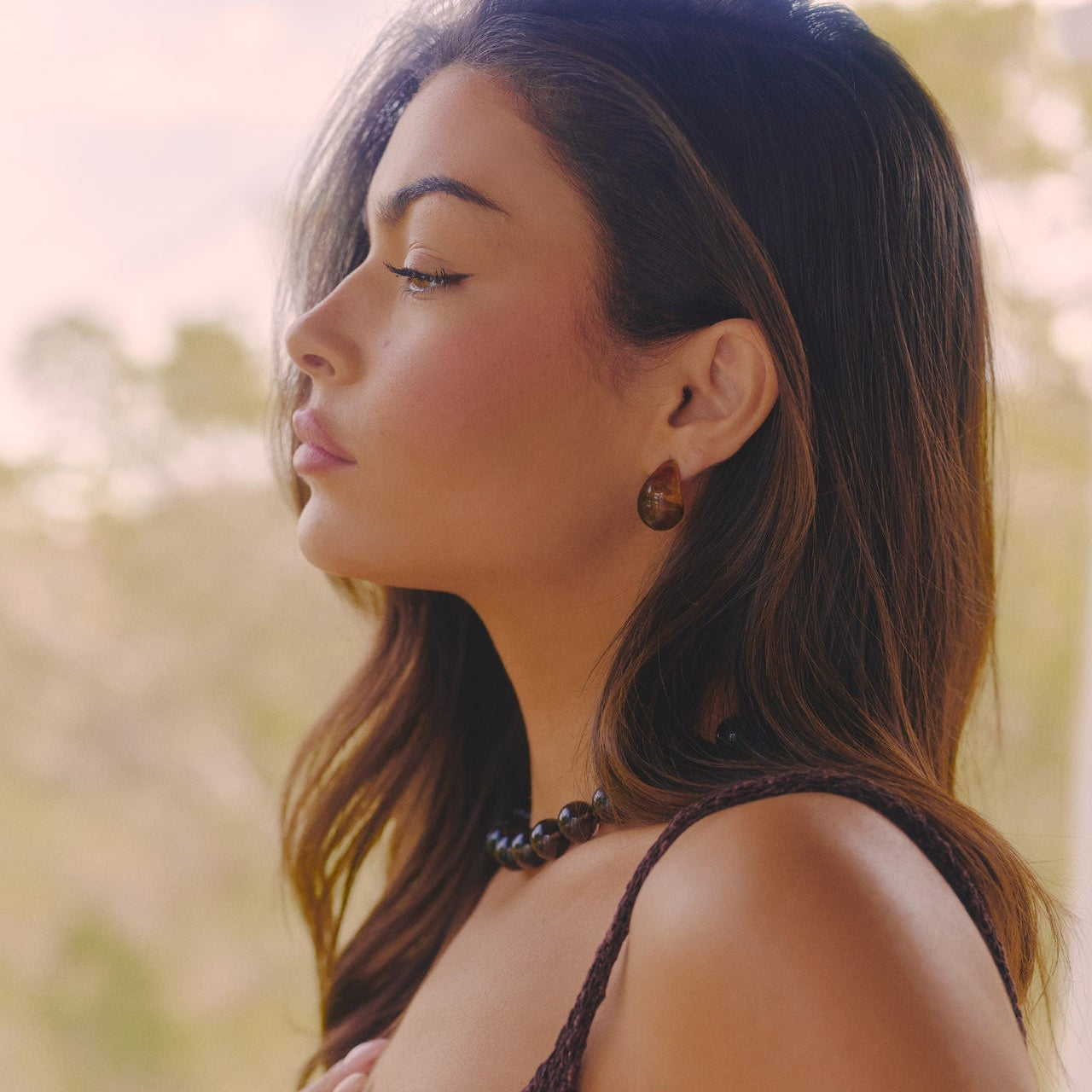 COFFEE TEAR DROP EARRINGS