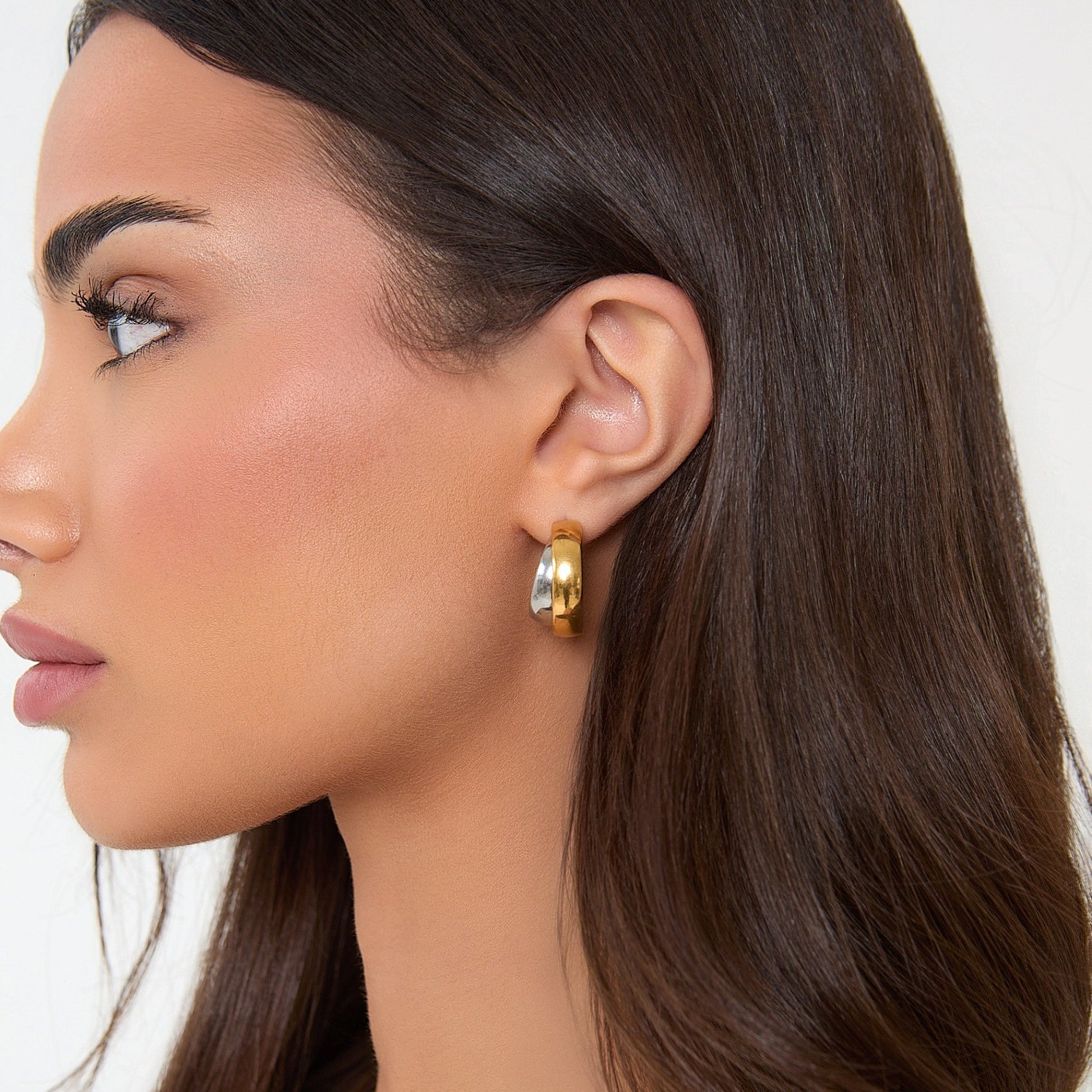 TWO TONE HOOP EARRINGS