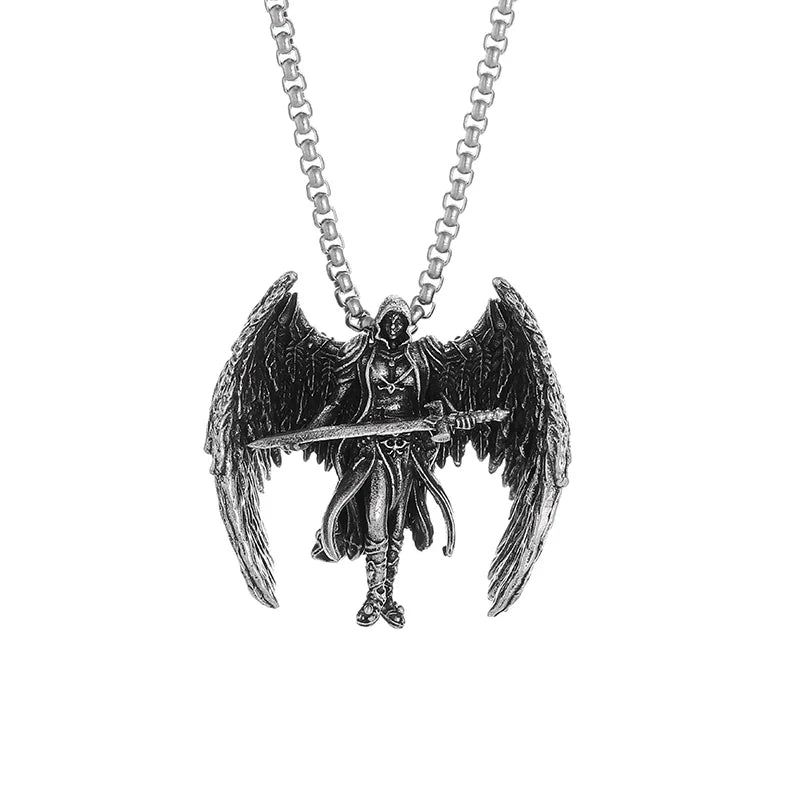 Black Onyx Archangel Protection Pendant For Men