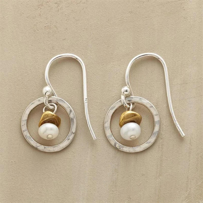 Vintage Round Dangling Pearl Earrings
