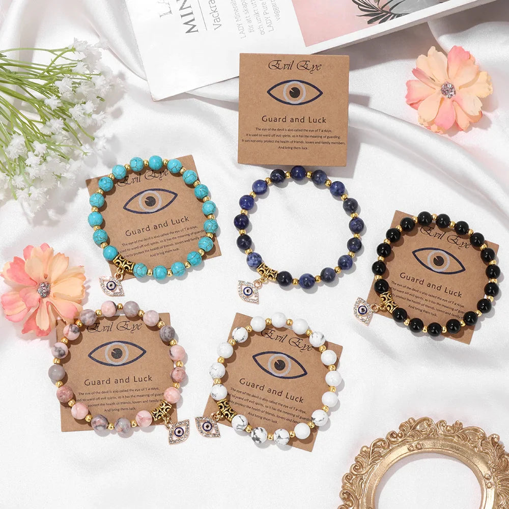 Natural Evil Eye Beads Bracelet Protection Gift For Women