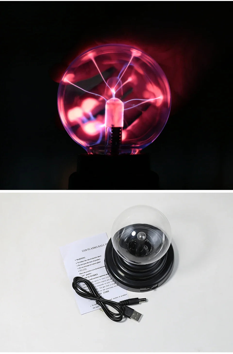 Magic Crystal Plasma Ball Lamp 3 Inch LED Night Light Kid Birthday Christmas Gift Lighting Bedroom Decor Novelty Lamp