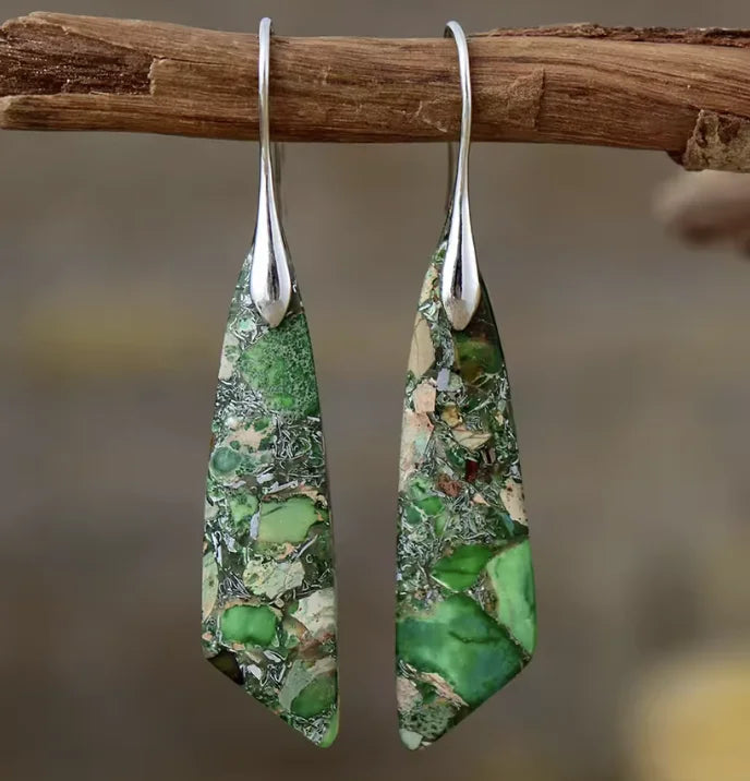 Boho Teardrop Coloured Stone Earrings