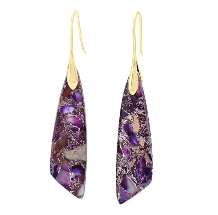 Boho Teardrop Coloured Stone Earrings