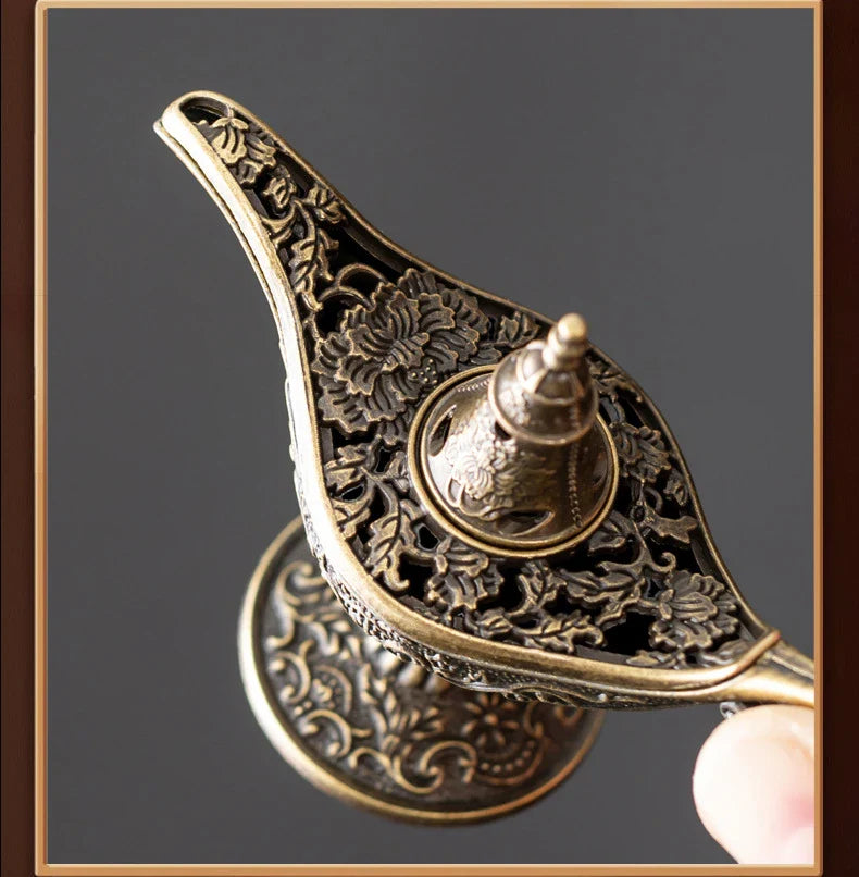 Aladdin Genie Lamp Incense Burner Alloy Tea Ceremony Decor