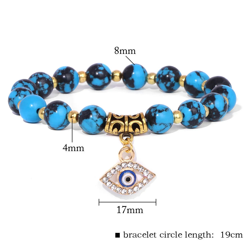 Natural Evil Eye Beads Bracelet Protection Gift For Women
