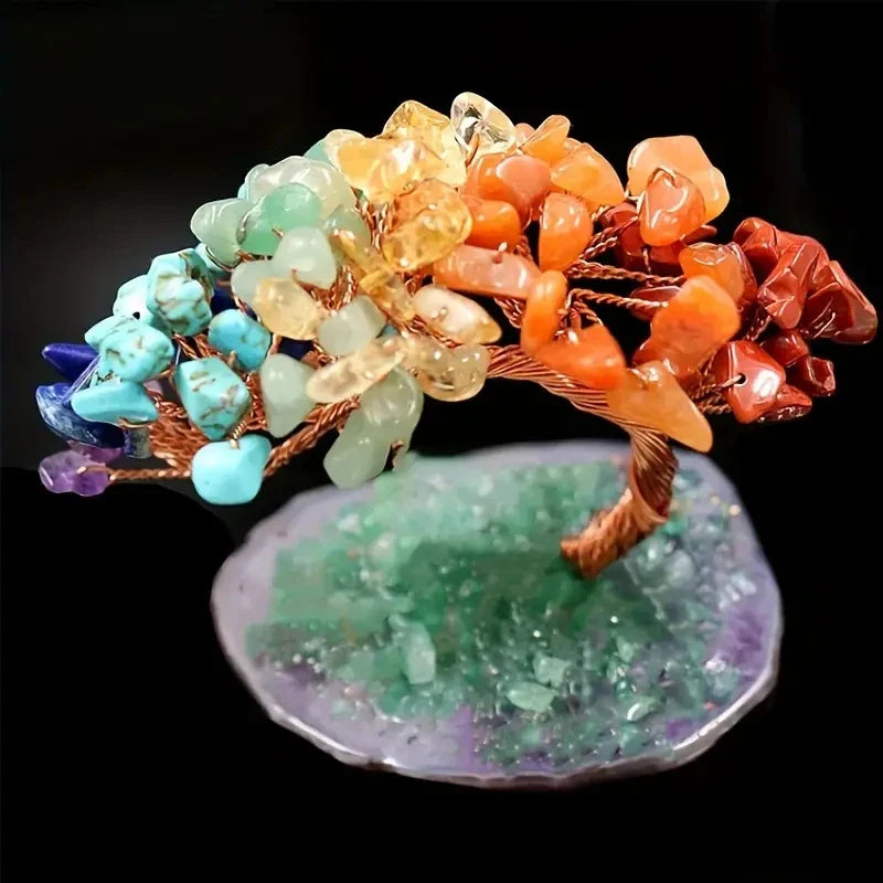 Elegant Handcrafted Natural Agate Crystal Feng Shui Fortune Tree