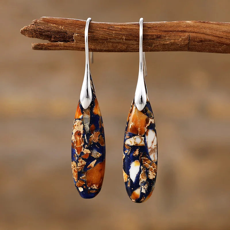 Boho Teardrop Coloured Stone Earrings
