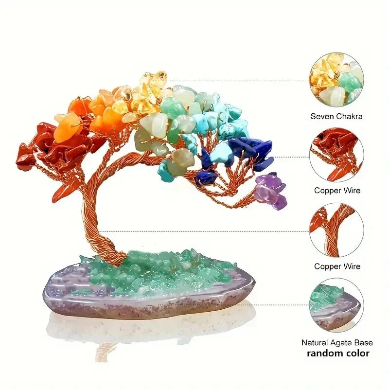 Elegant Handcrafted Natural Agate Crystal Feng Shui Fortune Tree