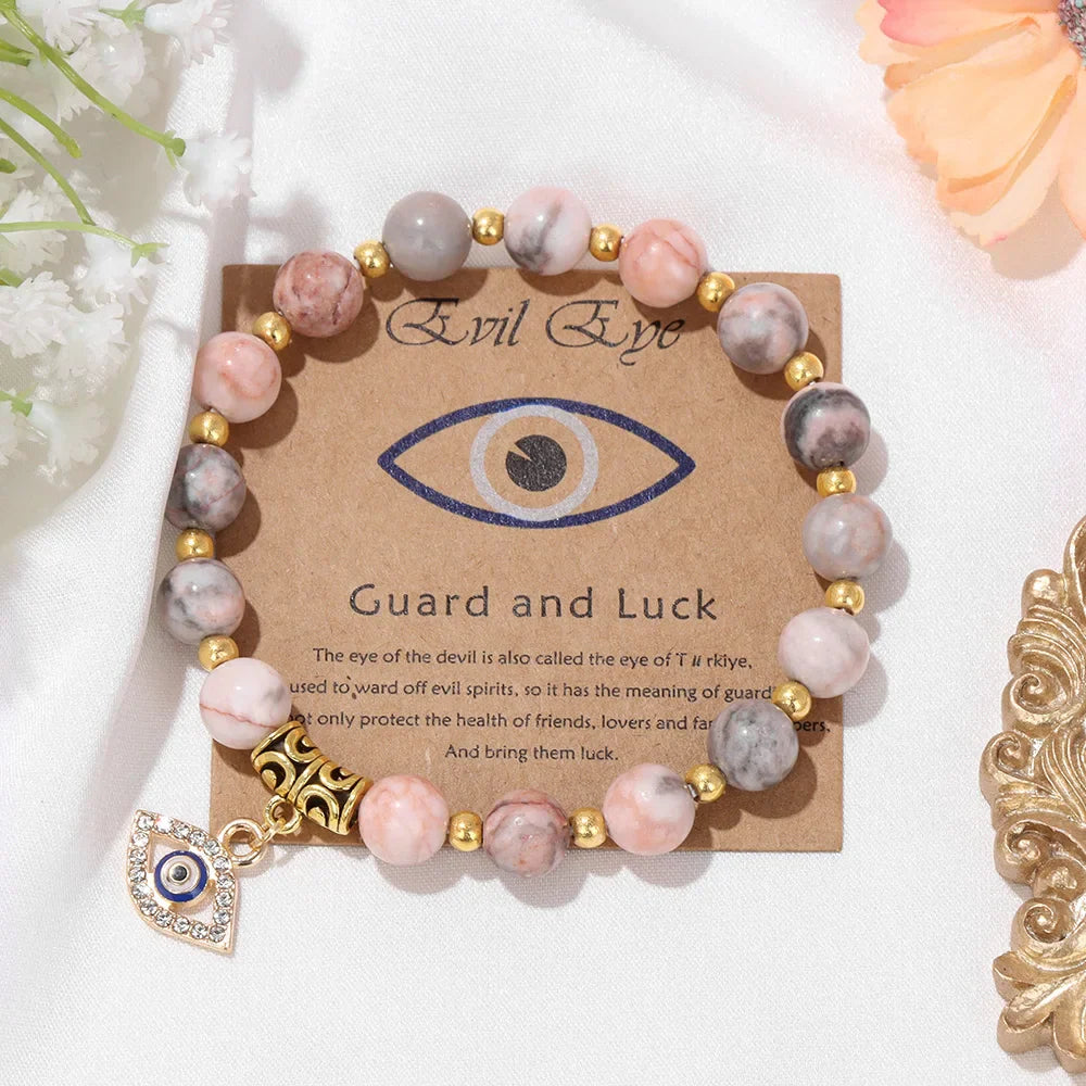 Natural Evil Eye Beads Bracelet Protection Gift For Women