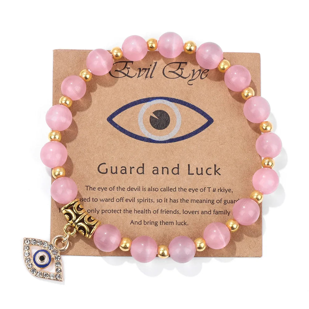 Natural Evil Eye Beads Bracelet Protection Gift For Women