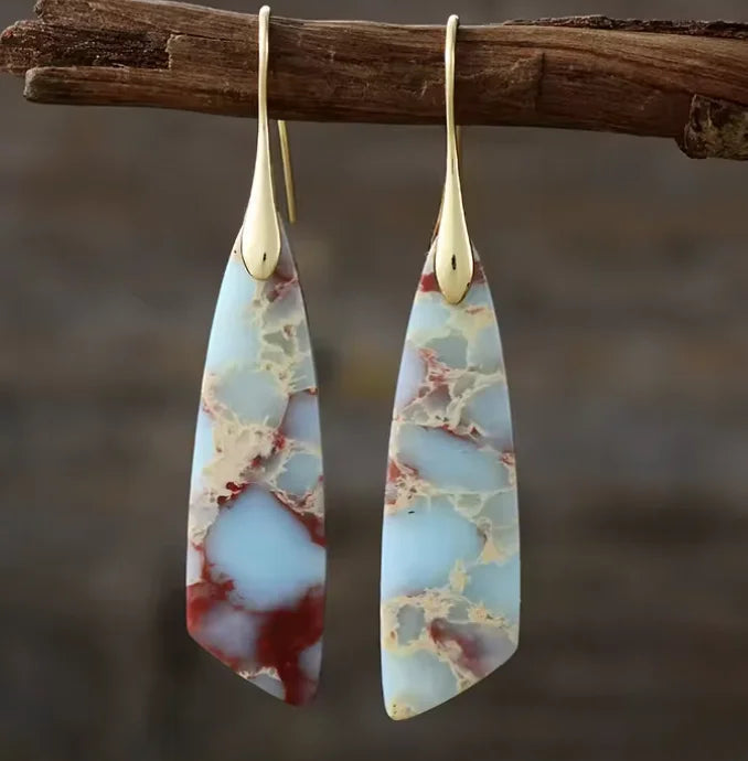 Boho Teardrop Coloured Stone Earrings