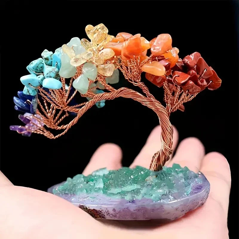 Elegant Handcrafted Natural Agate Crystal Feng Shui Fortune Tree