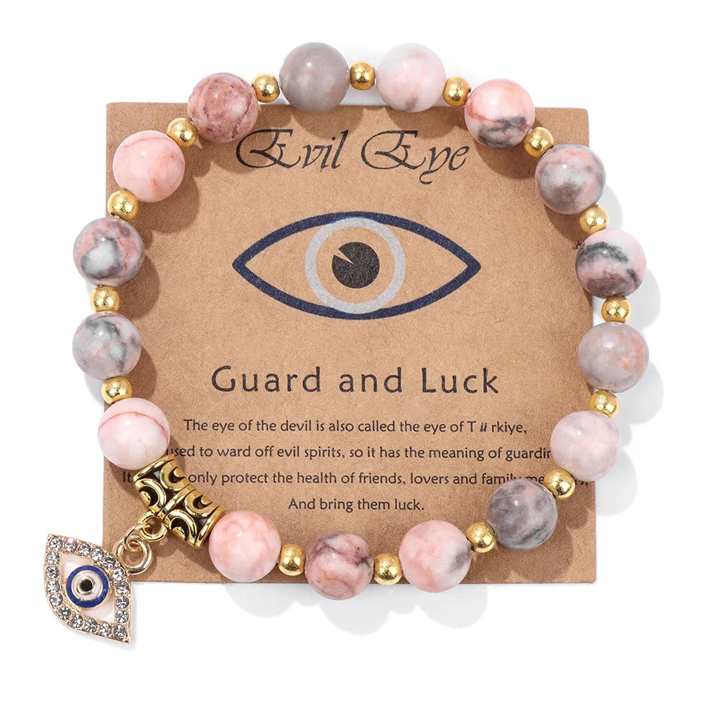 Natural Evil Eye Beads Bracelet Protection Gift For Women