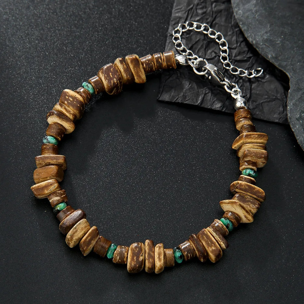 Bohemian Elastic Men's Bracelet Wood Pearl Coconut Shell
