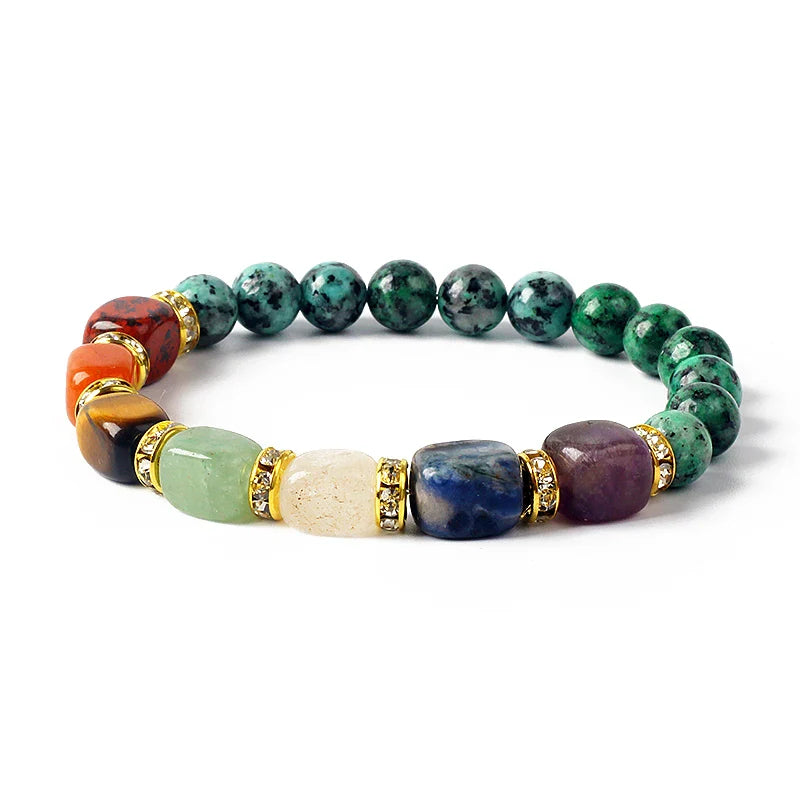 Natural Stone 7 Chakra Tiger Eye Hematite Bracelet