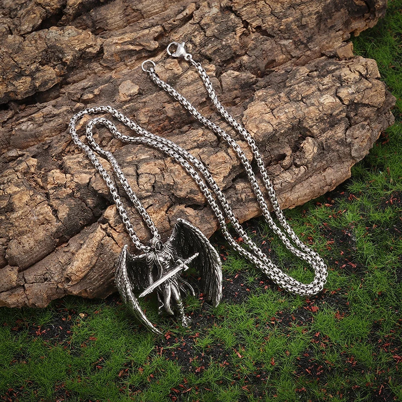 Black Onyx Archangel Protection Pendant For Men