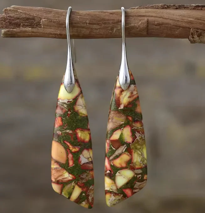 Boho Teardrop Coloured Stone Earrings