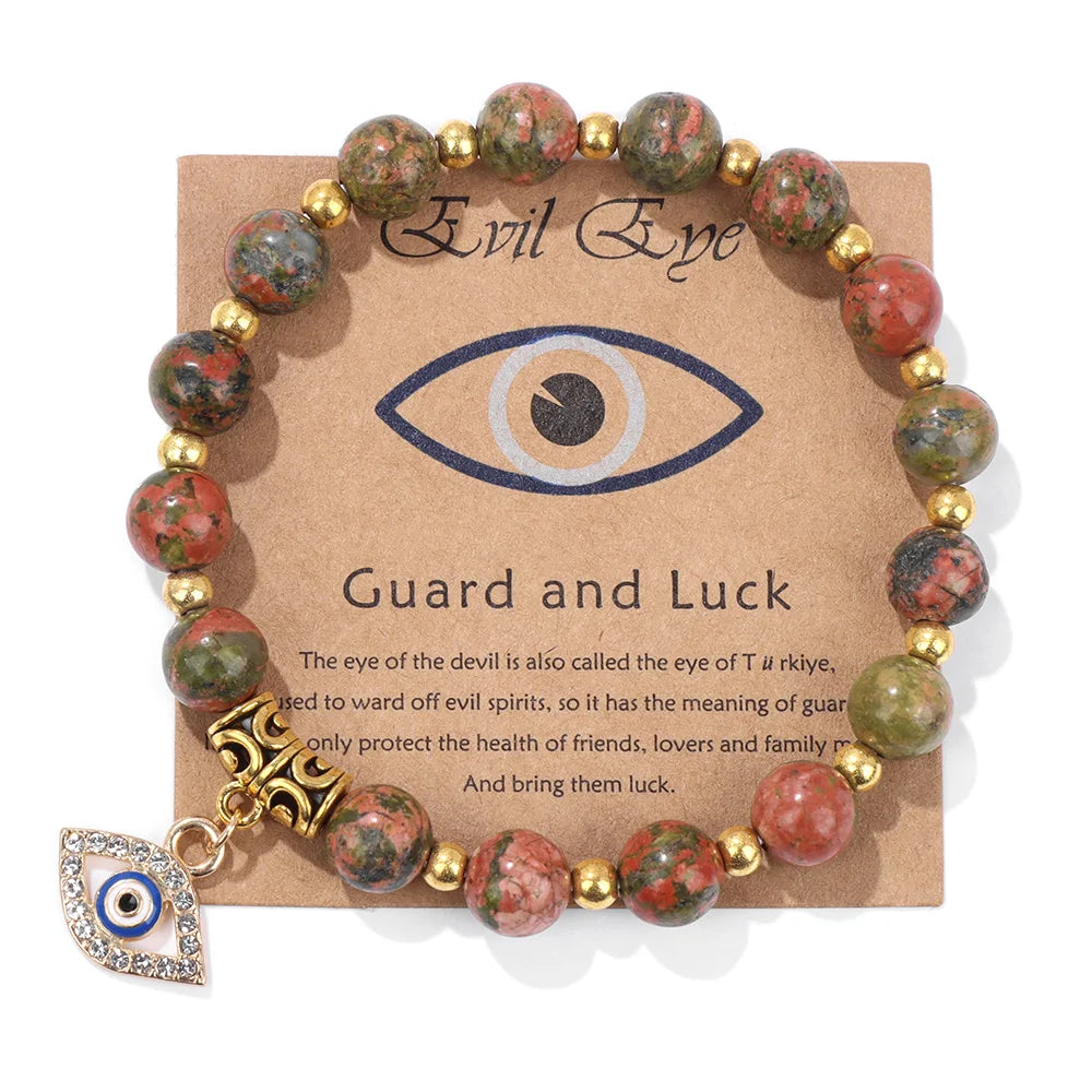 Natural Evil Eye Beads Bracelet Protection Gift For Women