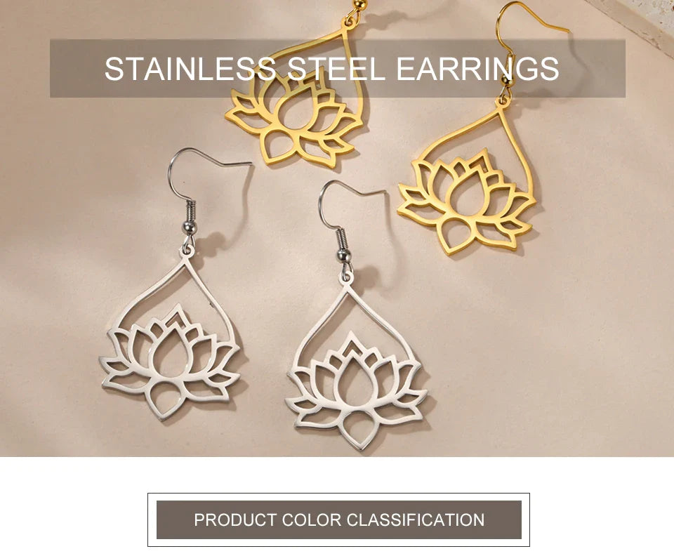 Lotus Drop Earrings - Spiritual Balance Energy