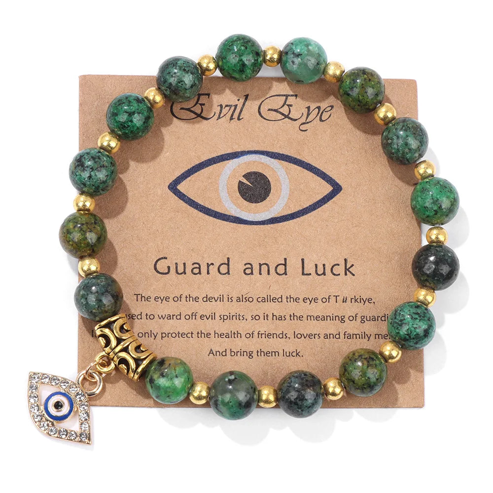 Natural Evil Eye Beads Bracelet Protection Gift For Women
