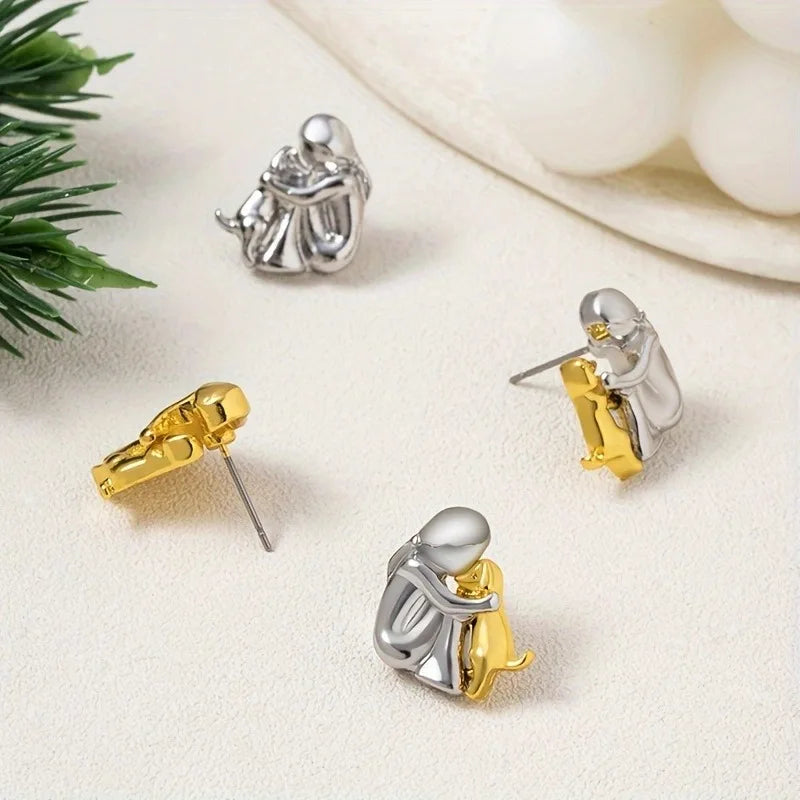 Sweet Two-Tone Hugging Earrings