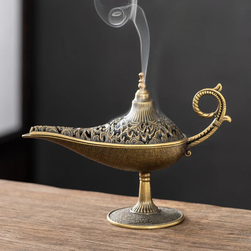 Aladdin Genie Lamp Incense Burner Alloy Tea Ceremony Decor