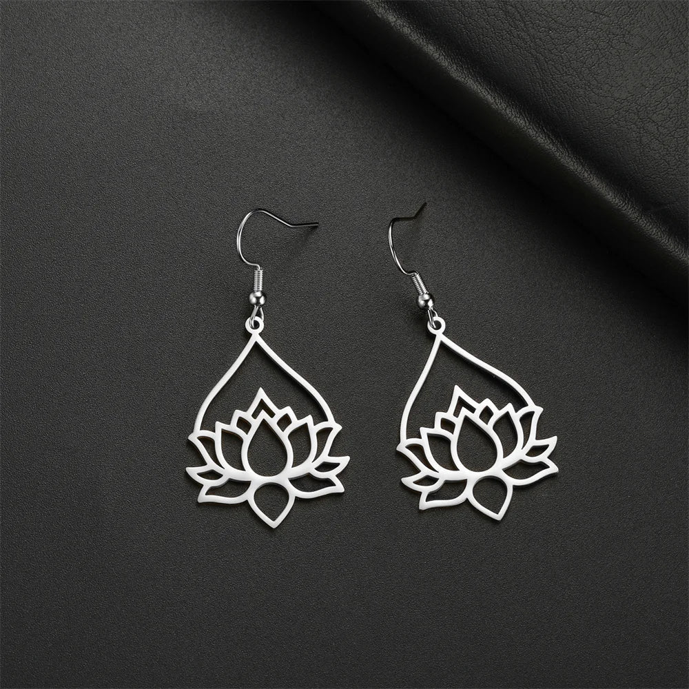Lotus Drop Earrings - Spiritual Balance Energy