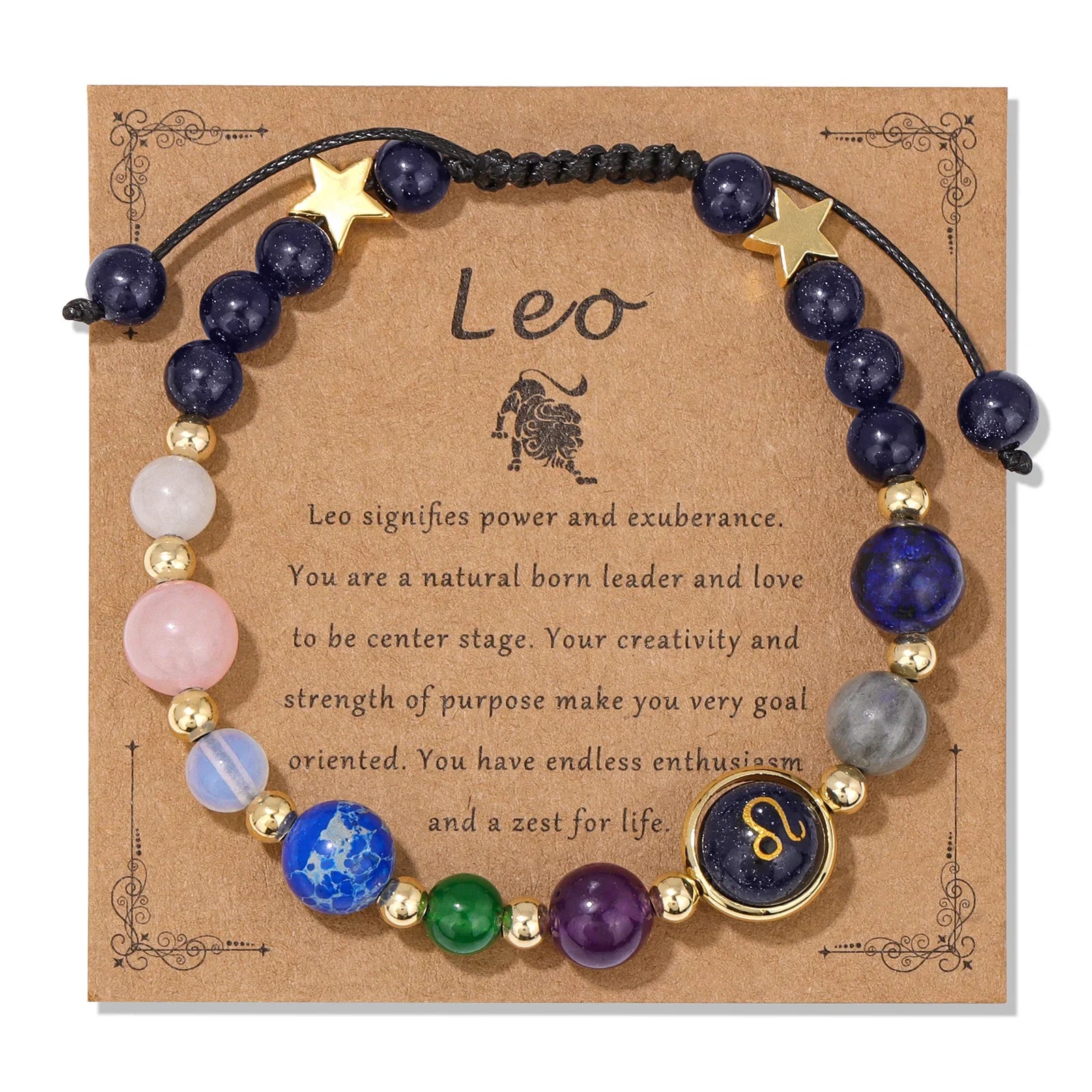 12 Zodiac Signs Natural Stone Bracelet Taurus Cancer Virgo
