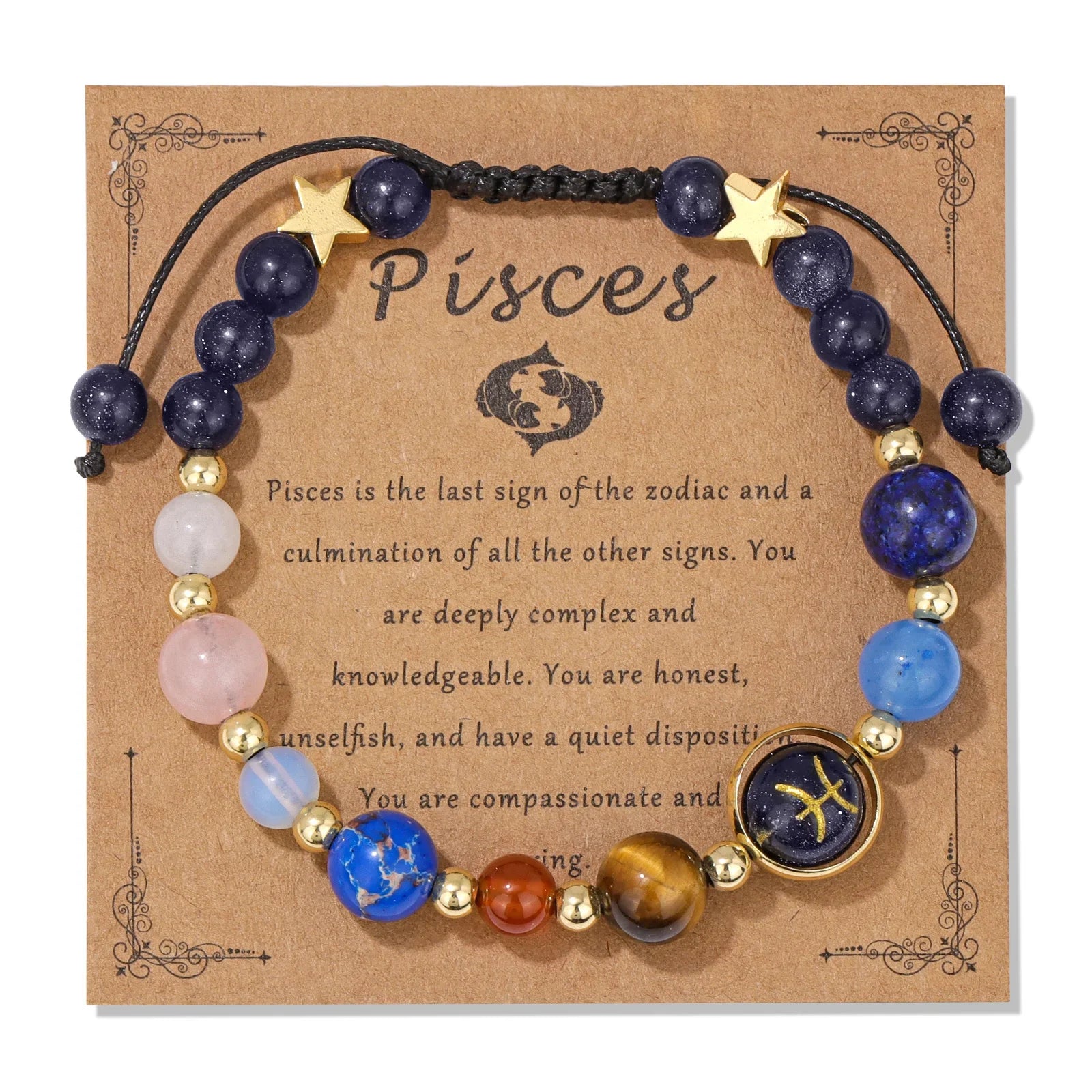 12 Zodiac Signs Natural Stone Bracelet Taurus Cancer Virgo