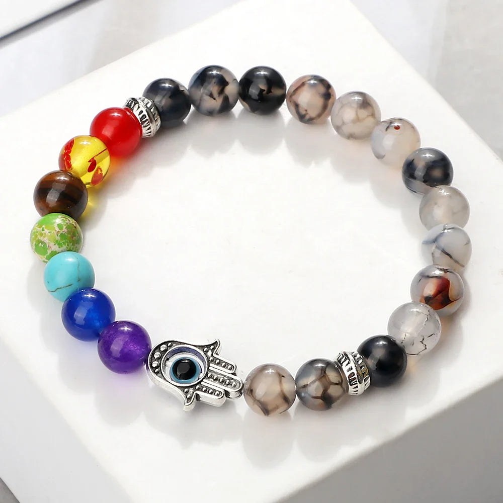 Handcrafted Natural 7 Chakra Tiger Eye Bracelet for Men