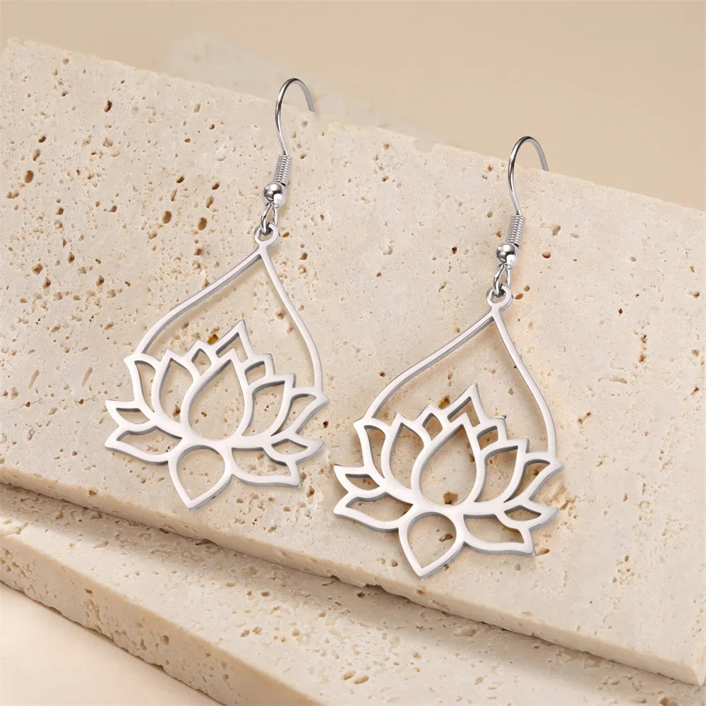 Lotus Drop Earrings - Spiritual Balance Energy